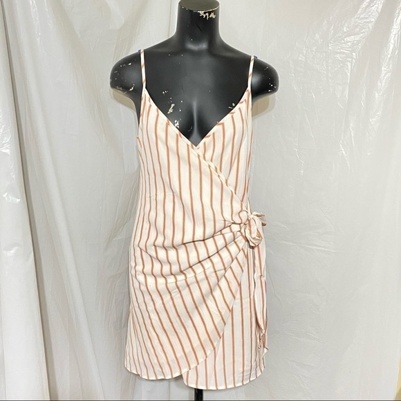 Sage the Label Coral Orange Stripe Wrap Dress - Picture 3 of 7